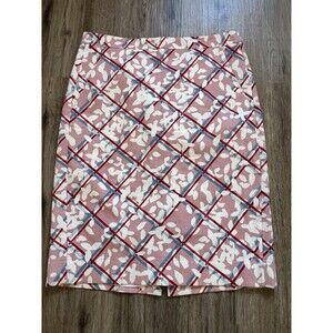 Jil Sander Navy Womens Floral Pencil Skirt Pink White Size 10 USA 40 IT
